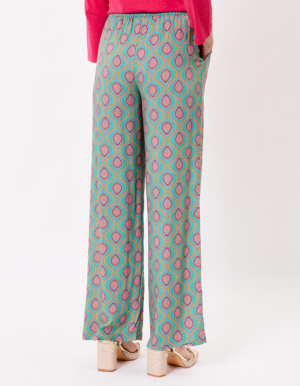 Pantalon fluide élastiqué large imprimé La Fiancée