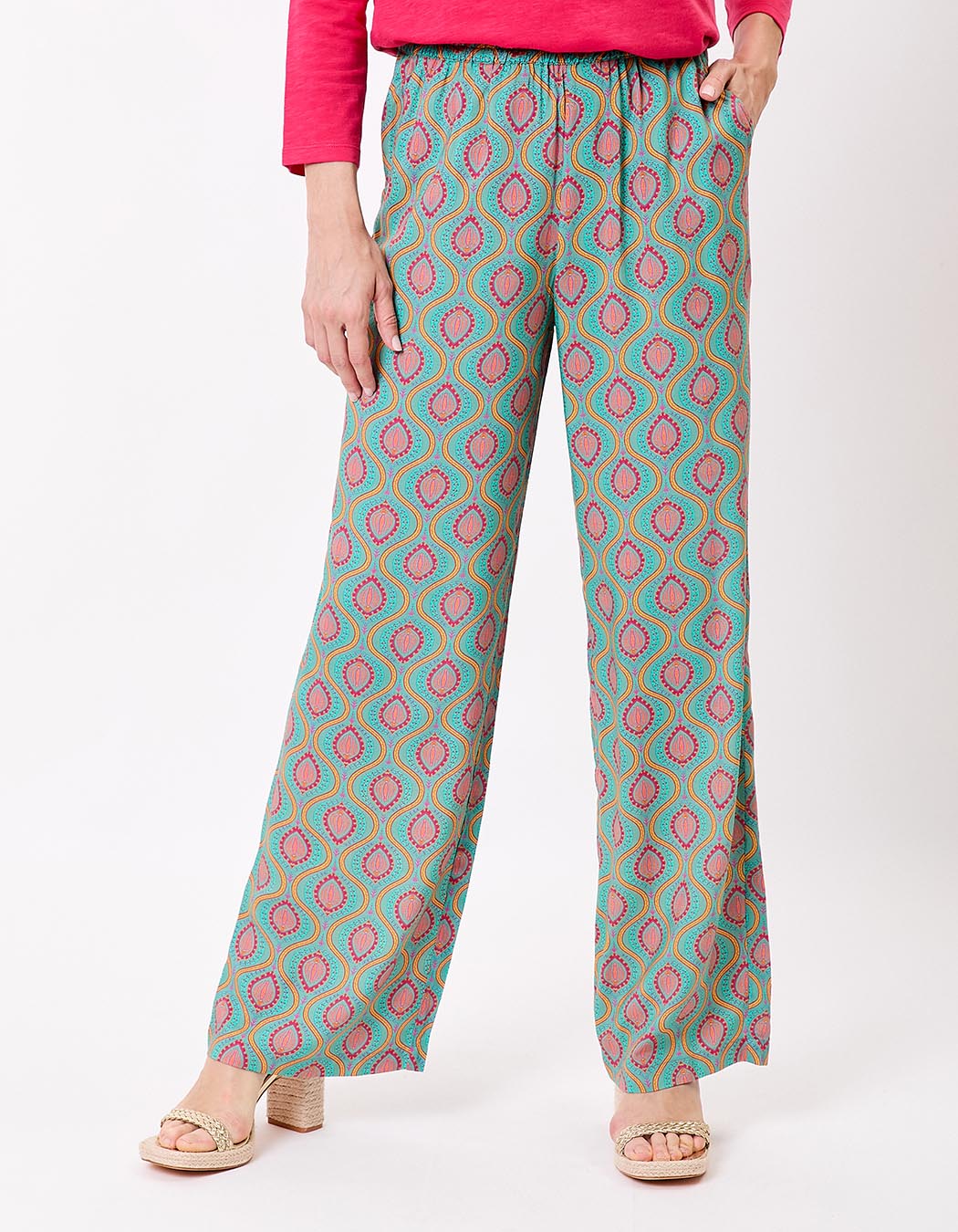 Pantalon fluide élastiqué large imprimé La Fiancée