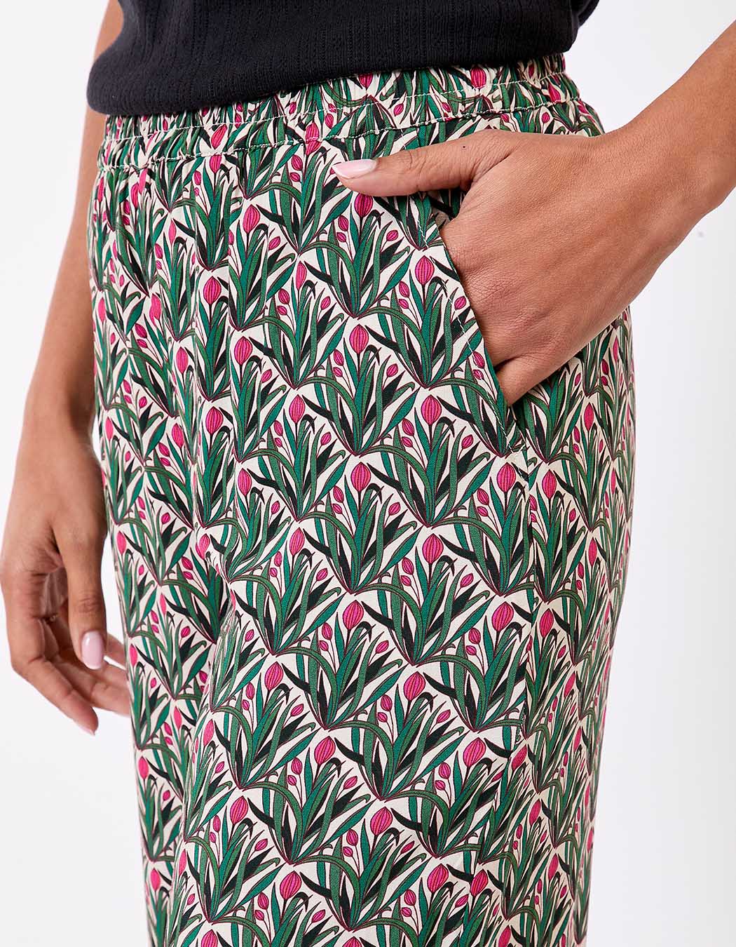 Pantalon fluide élastiqué large imprimé La Fiancée