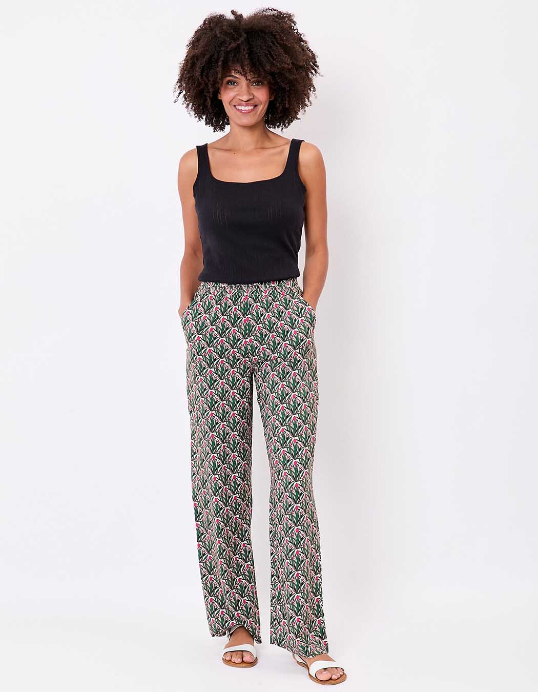 Pantalon fluide élastiqué large imprimé La Fiancée