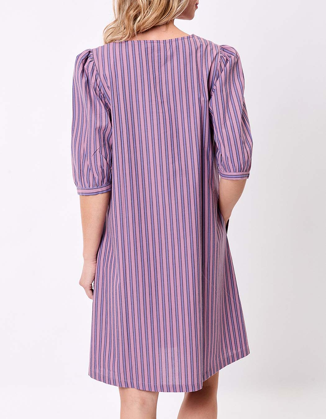 Robe rayures col carré coton bio imprimé La Fiancée