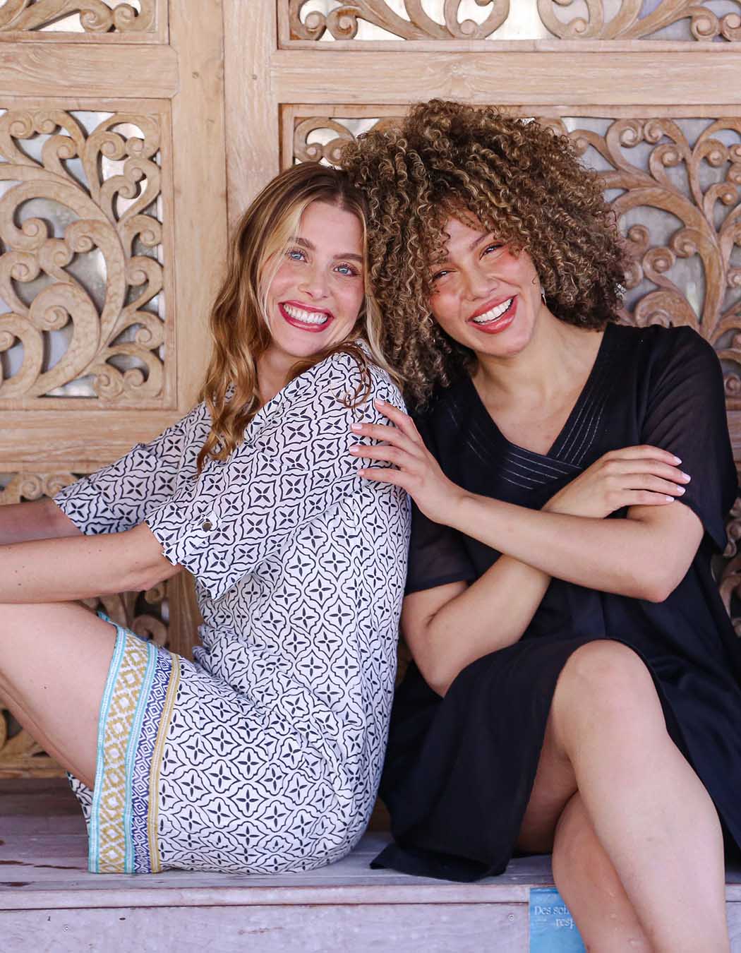 Robe col tunisien voile de coton bio imprimé La Fiancée