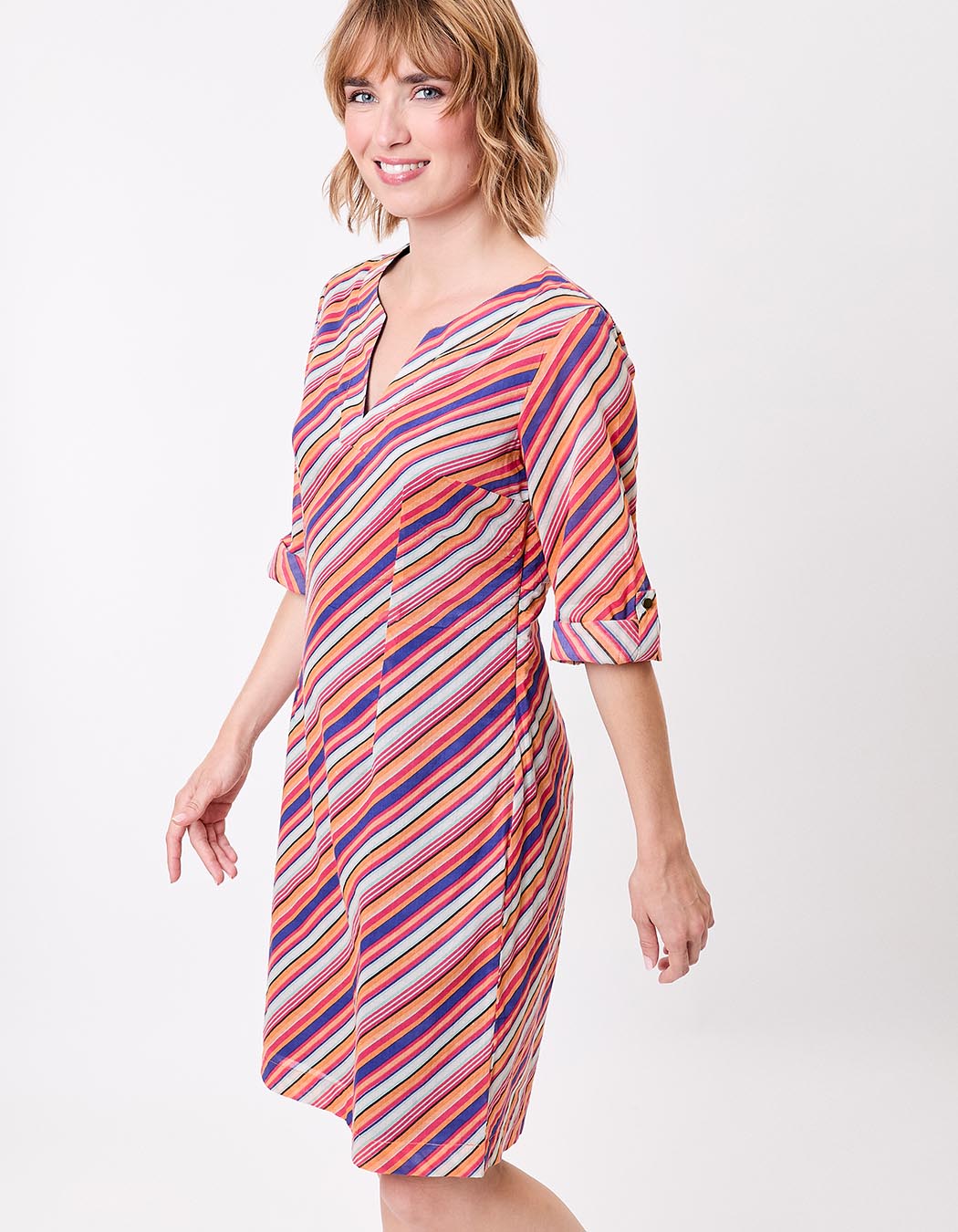 Robe col tunisien voile de coton bio imprimé La Fiancée