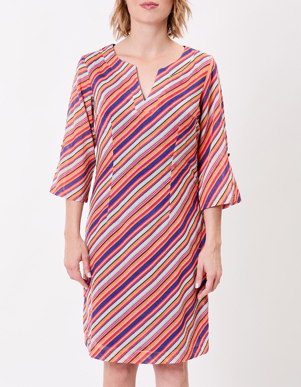 Robe col tunisien voile de coton bio imprimé La Fiancée