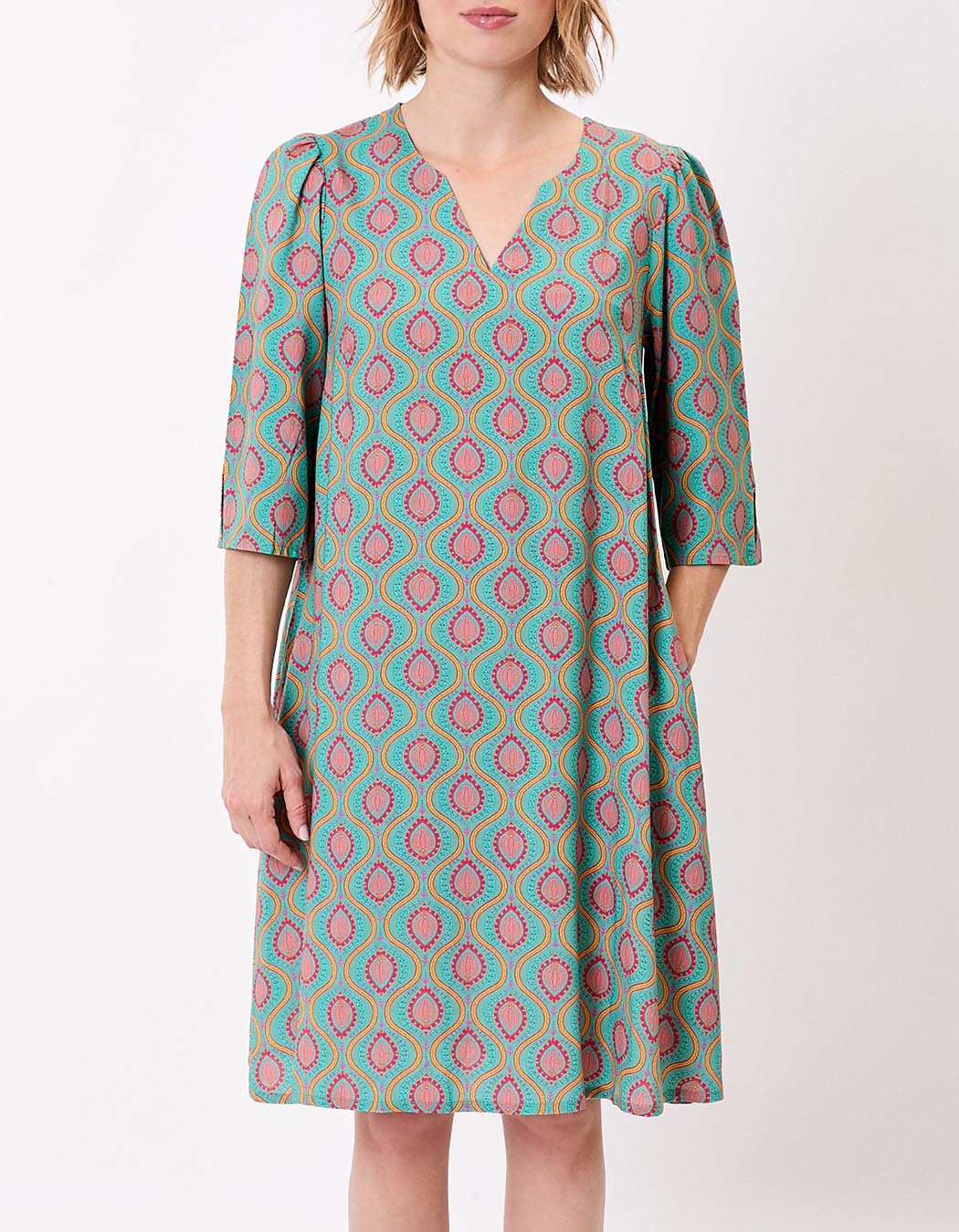 Robe fluide évasée manches 3/4 imprimé La Fiancée