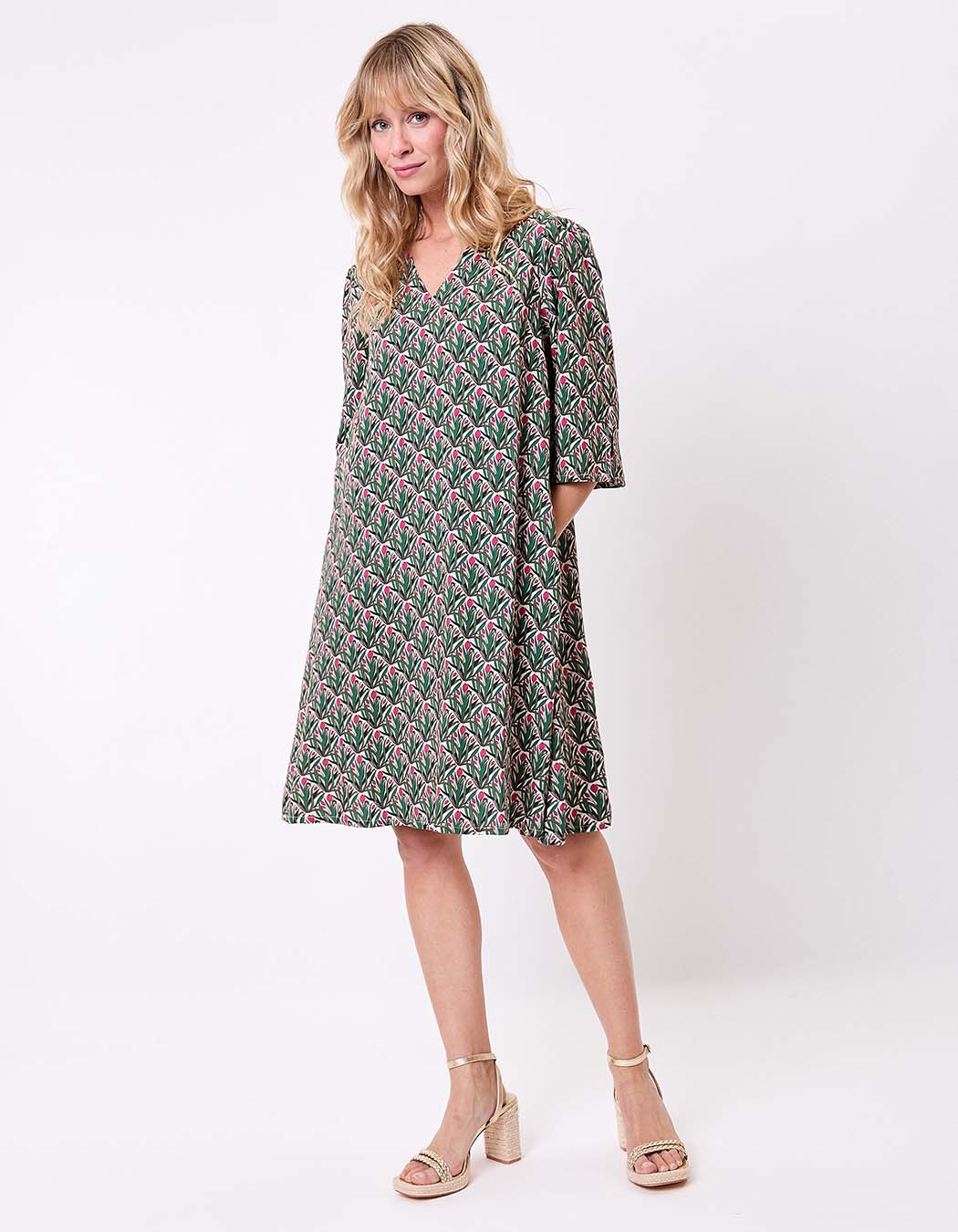 Robe fluide &eacute;vas&eacute;e manches 3/4 imprim&eacute; La Fianc&eacute;e