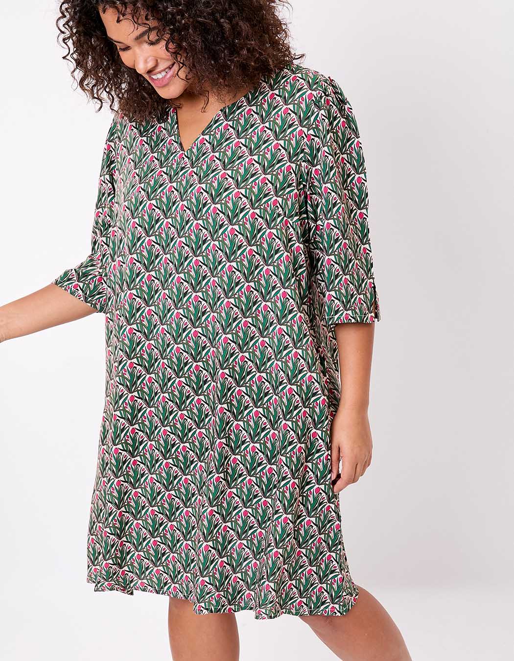 Robe fluide &eacute;vas&eacute;e manches 3/4 imprim&eacute; La Fianc&eacute;e