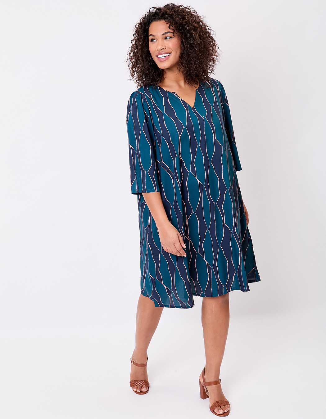 Robe fluide évasée manches 3/4 imprimé La Fiancée