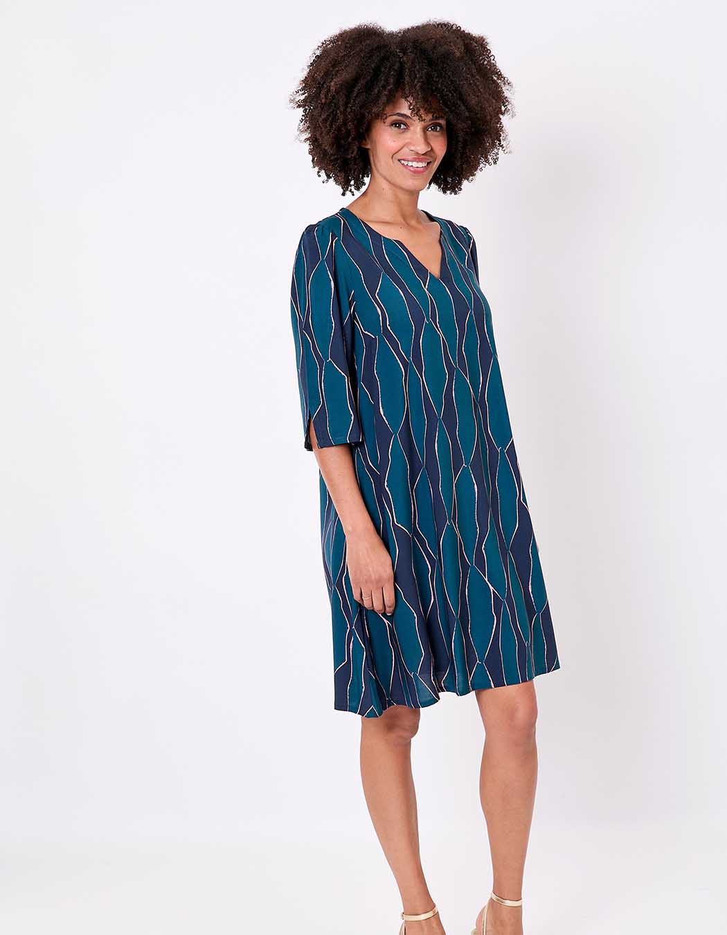 Robe fluide évasée manches 3/4 imprimé La Fiancée
