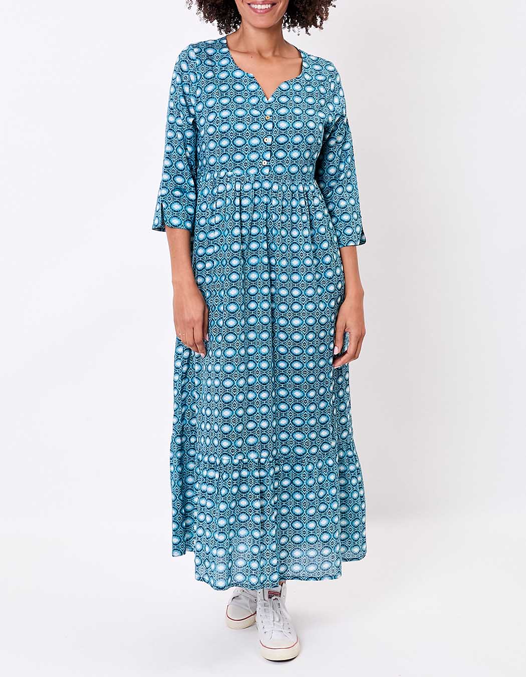 Robe longue imprimée en voile de coton imprimé La Fiancée