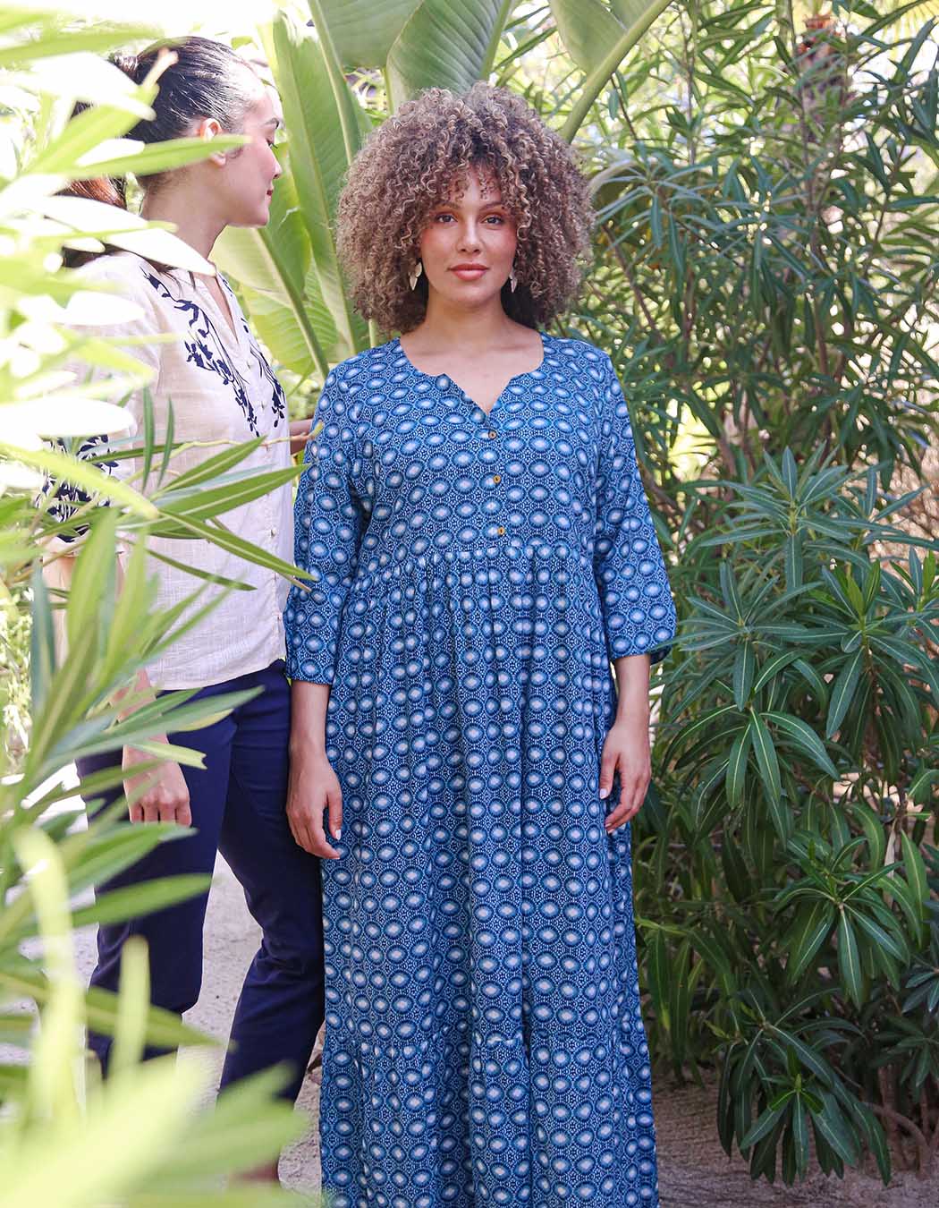 Robe longue imprimée en voile de coton imprimé La Fiancée