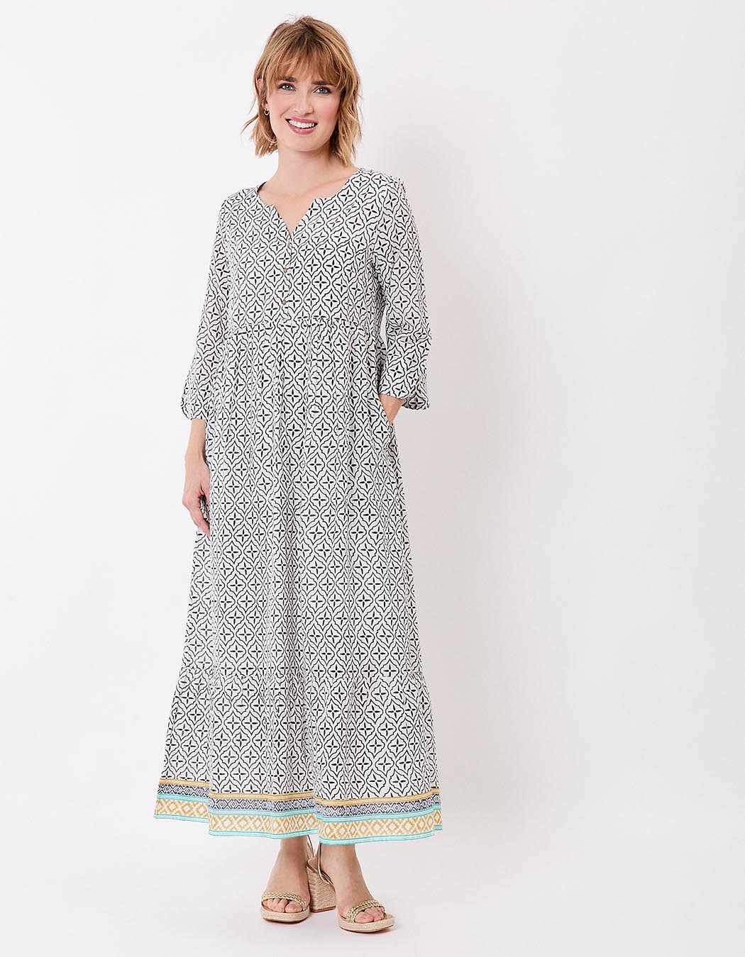 Robe longue imprimée en voile de coton imprimé La Fiancée