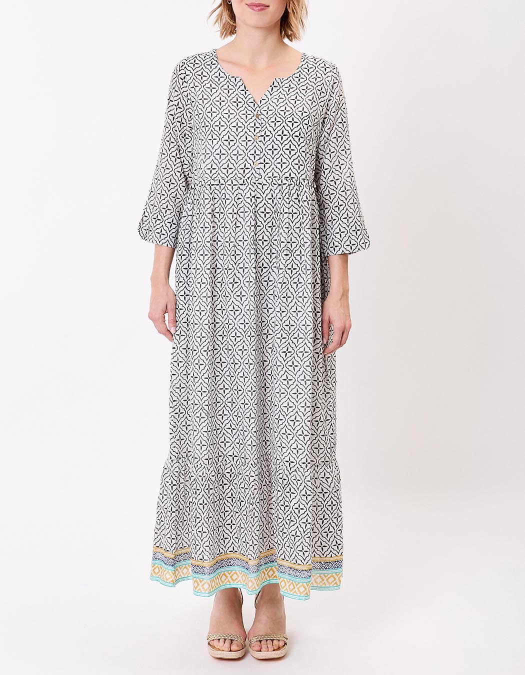Robe longue imprimée en voile de coton imprimé La Fiancée