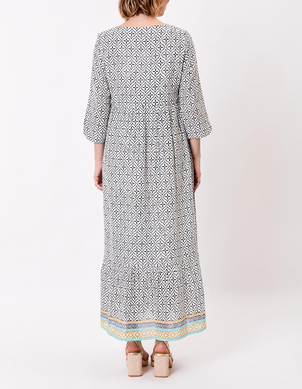 Robe longue imprimée en voile de coton imprimé La Fiancée