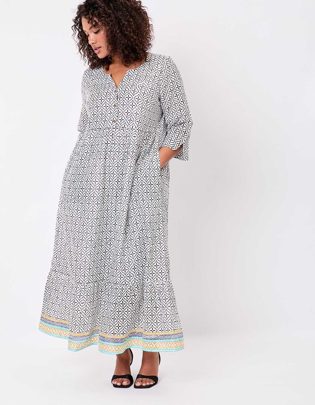 Robe longue imprimée en voile de coton imprimé La Fiancée