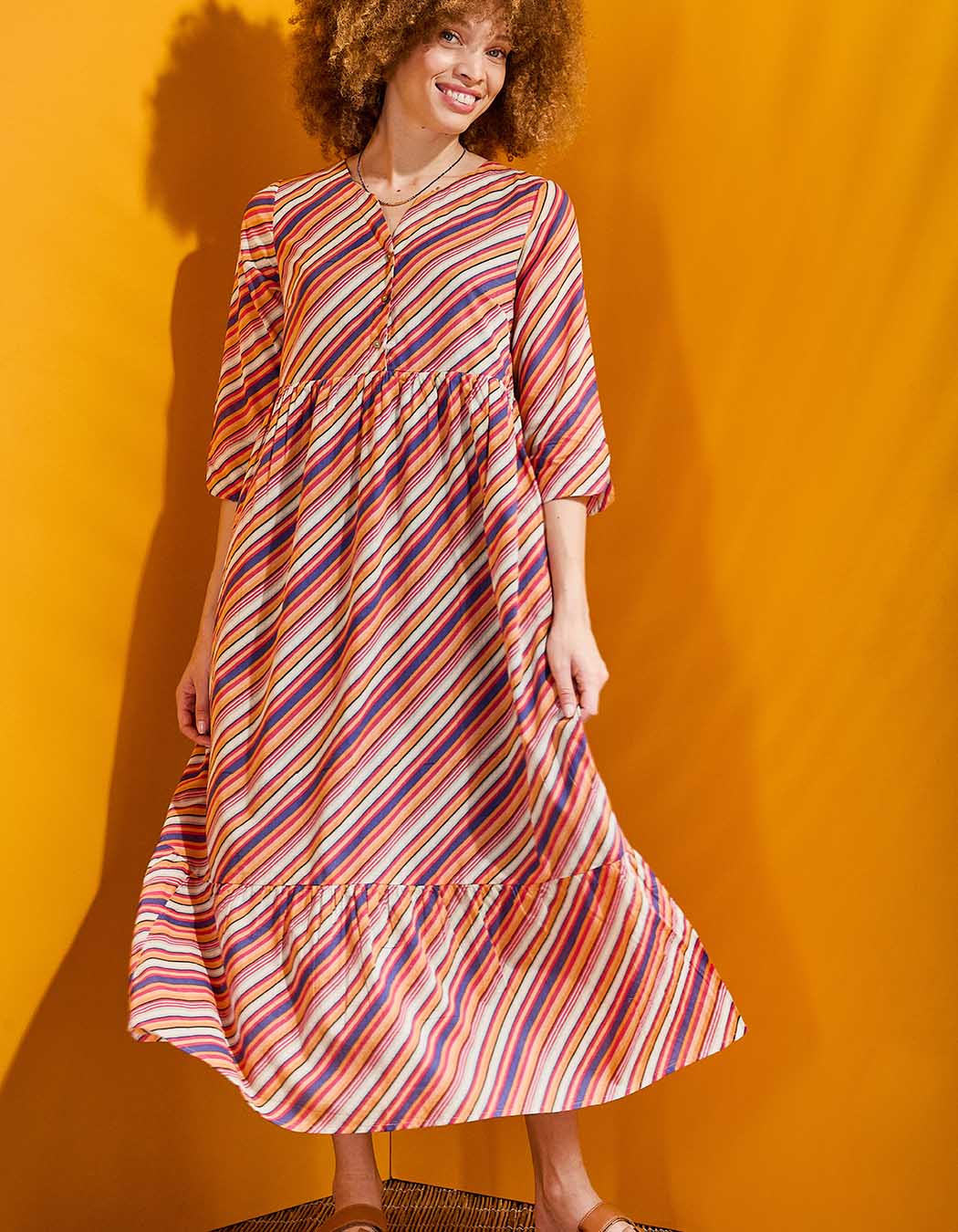 Robe longue imprimée en voile de coton imprimé La Fiancée