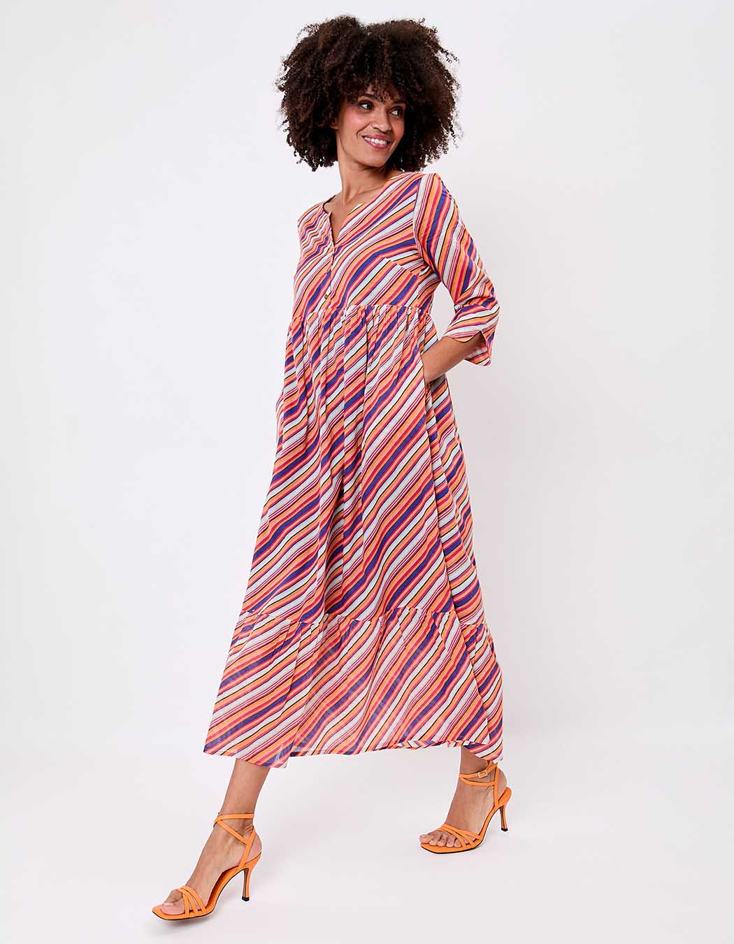 Robe longue imprimée en voile de coton imprimé La Fiancée
