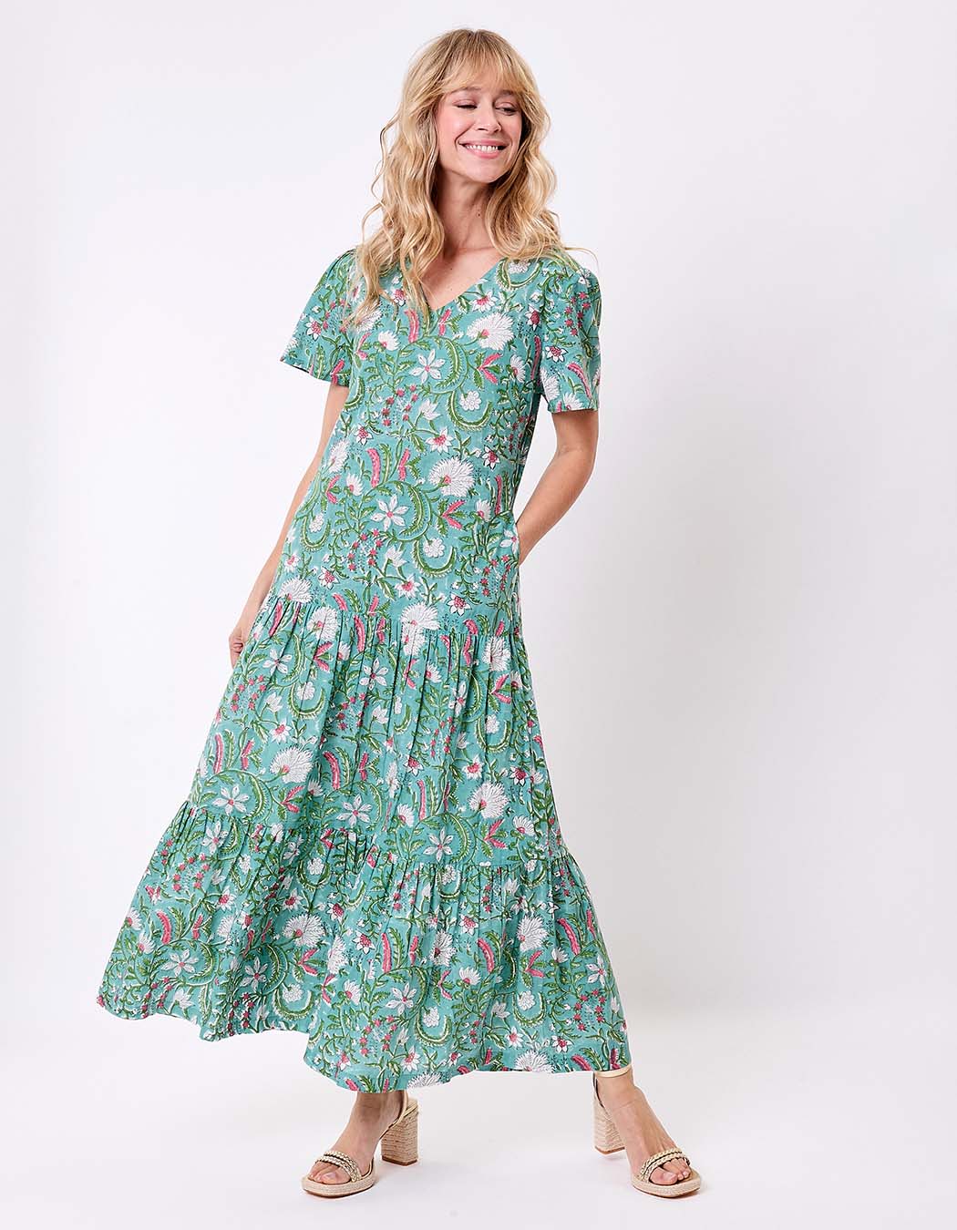 Robe longue coton à volants imprimé La Fiancée