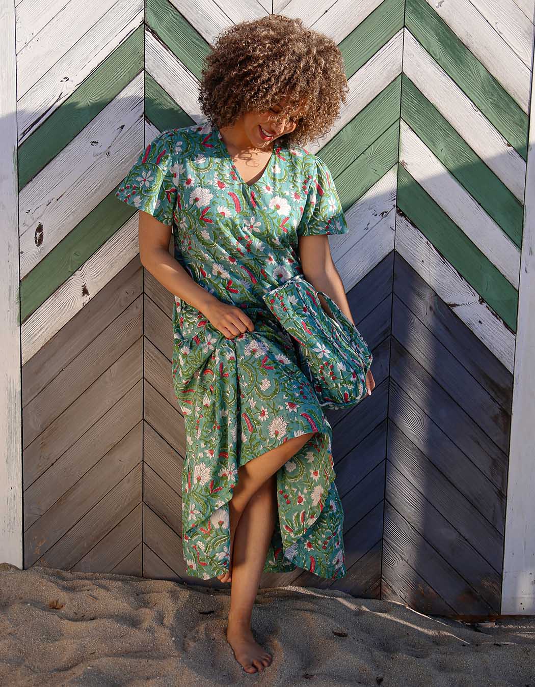 Robe longue coton à volants imprimé La Fiancée