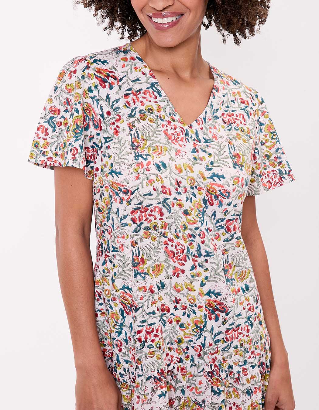 Robe longue coton à volants imprimé La Fiancée