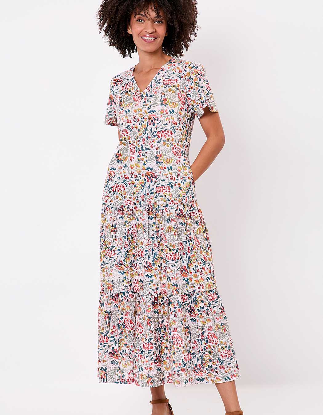 Robe longue coton à volants imprimé La Fiancée