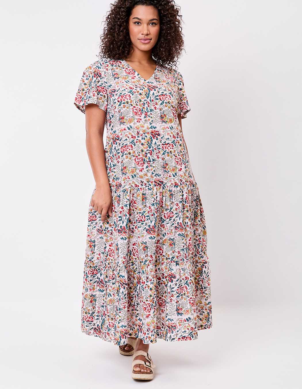 Robe longue coton à volants imprimé La Fiancée