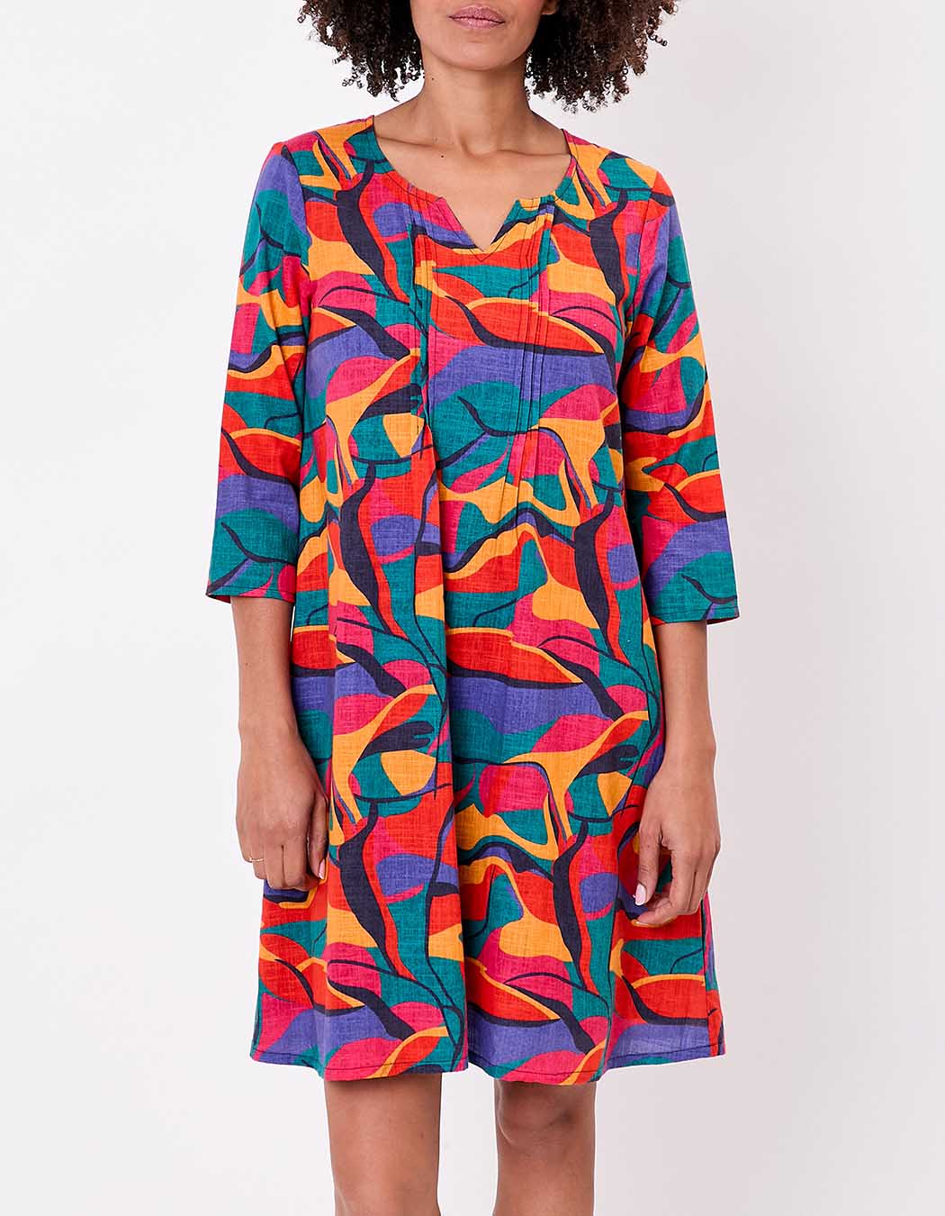 Robe évasée coton bio plissé imprimé La Fiancée