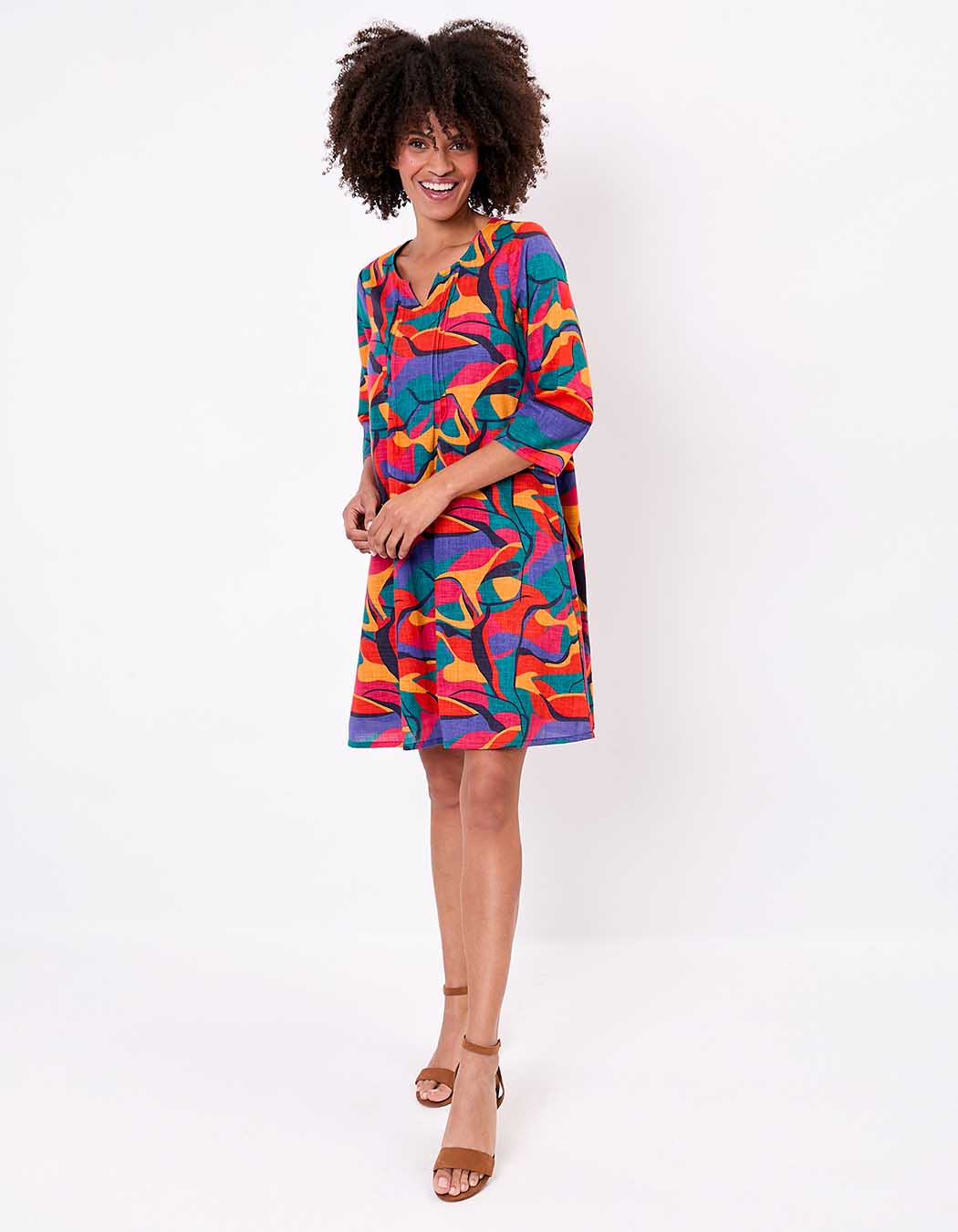 Robe évasée coton bio plissé imprimé La Fiancée