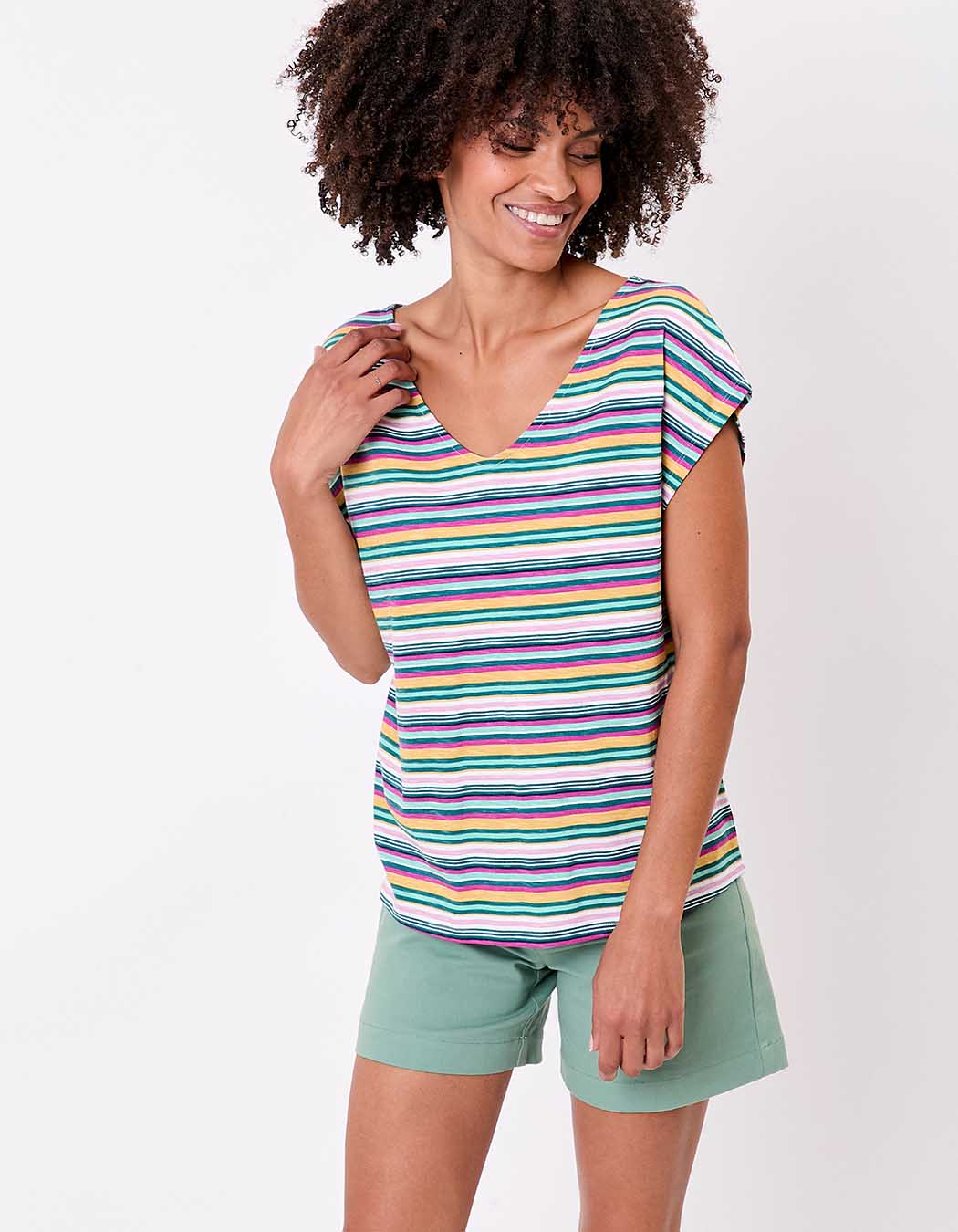 T-shirt coton bio col V imprimé La Fiancée