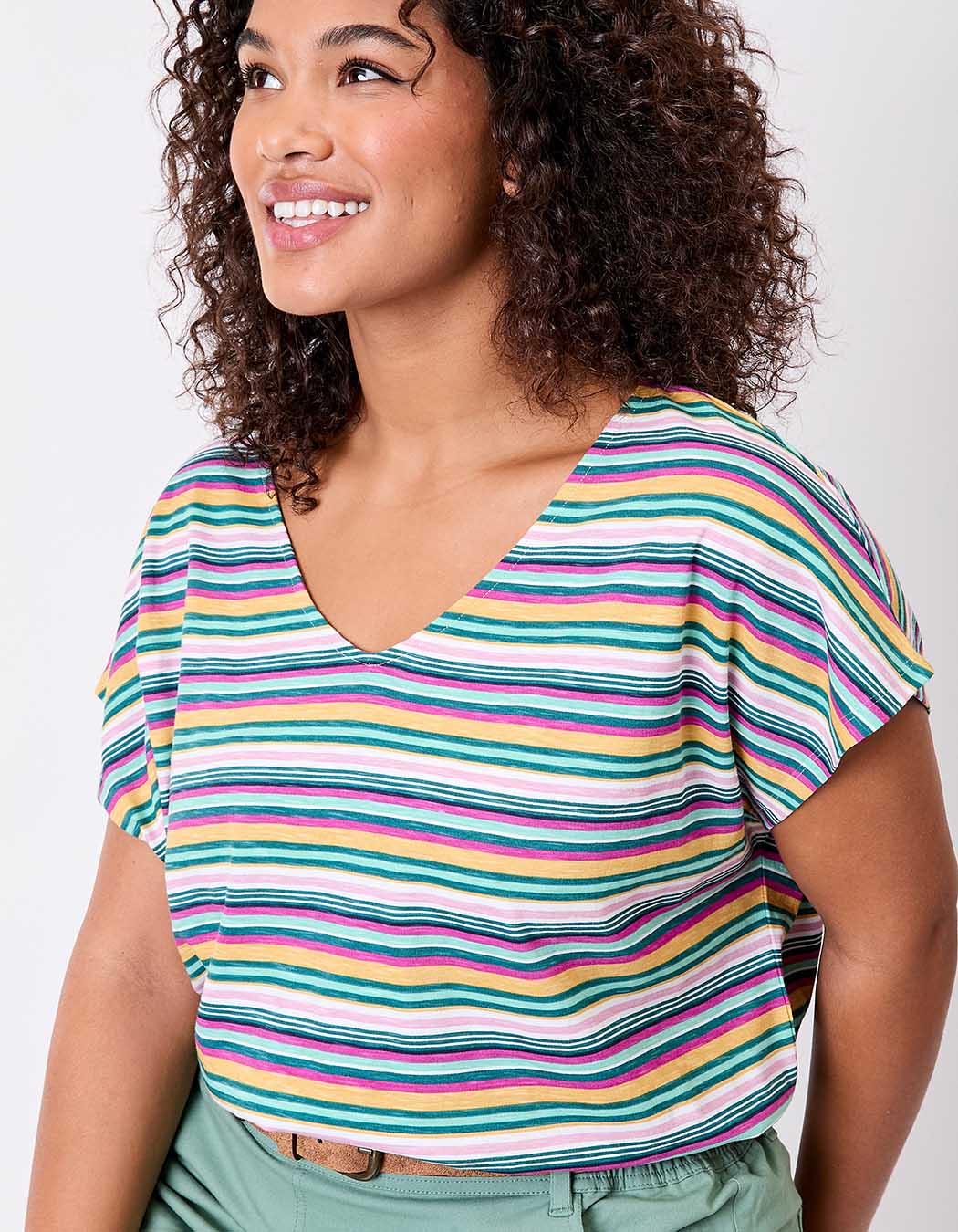 T-shirt coton bio col V imprimé La Fiancée