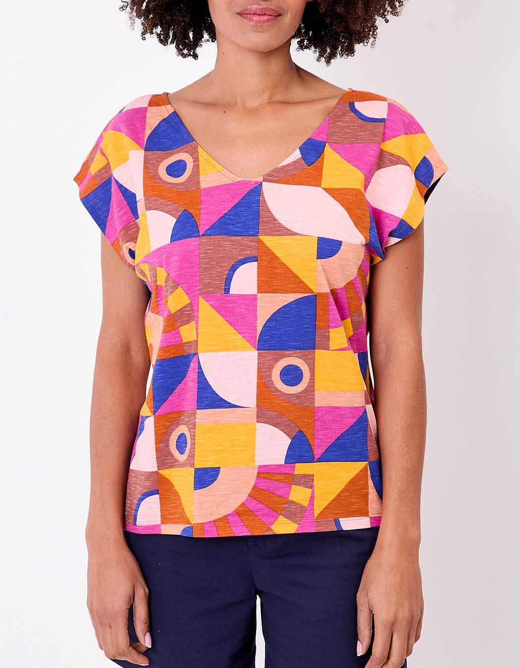 T-shirt coton bio col V imprimé La Fiancée