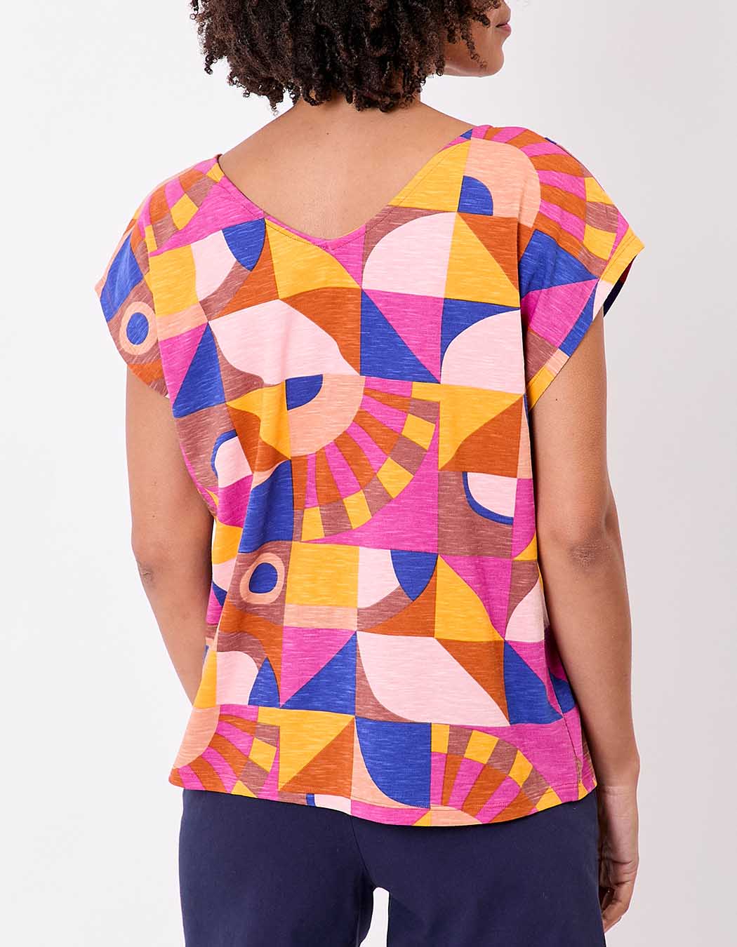 T-shirt coton bio col V imprimé La Fiancée