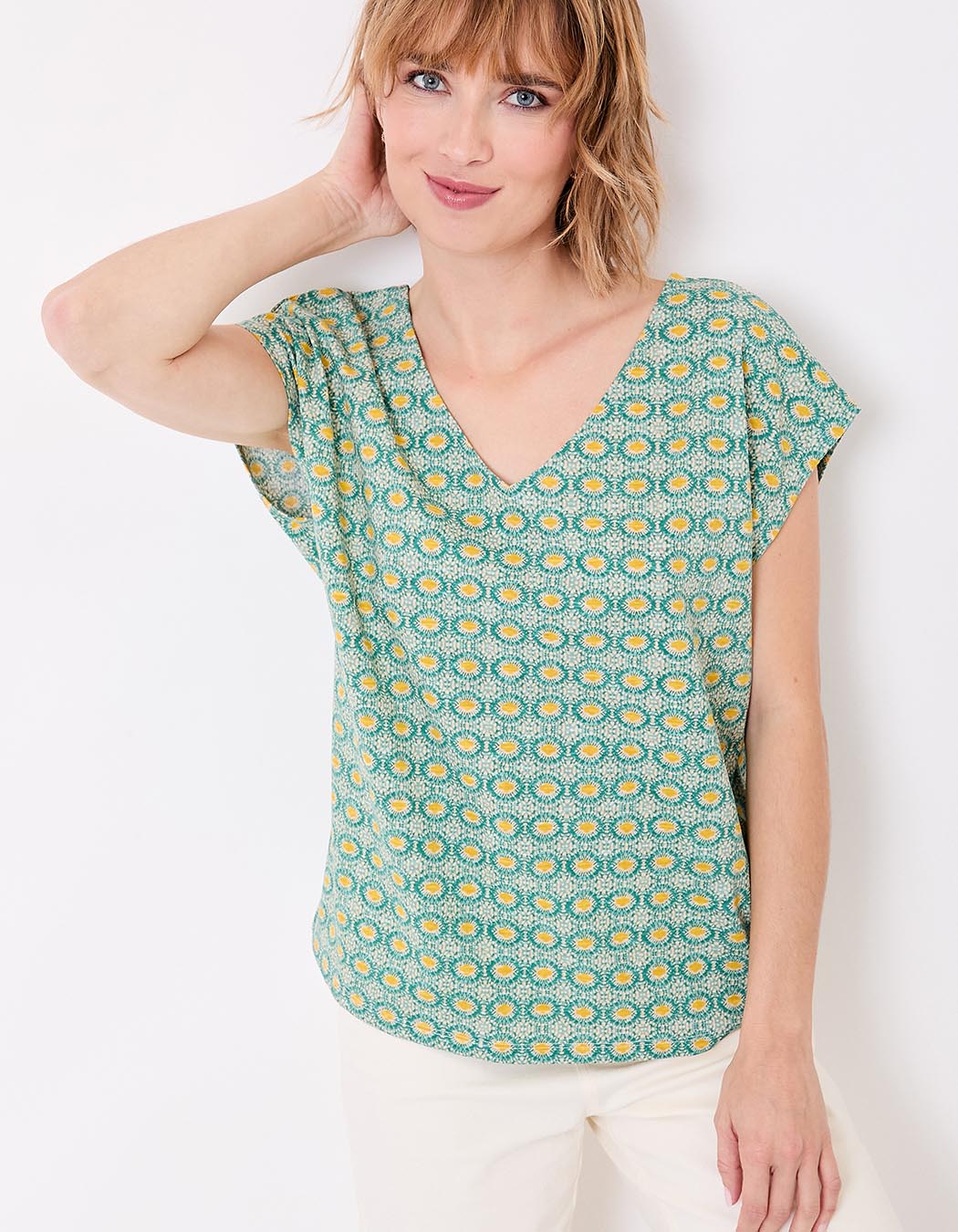 T-shirt coton bio col V imprimé La Fiancée