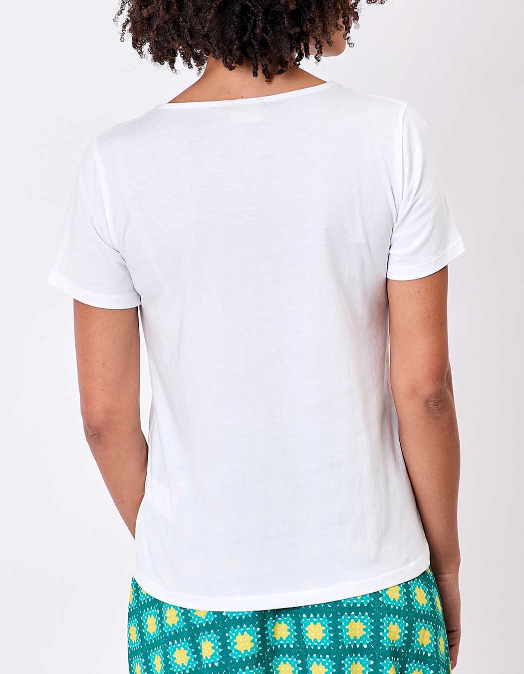 T-shirt coton bio col tressé imprimé La Fiancée