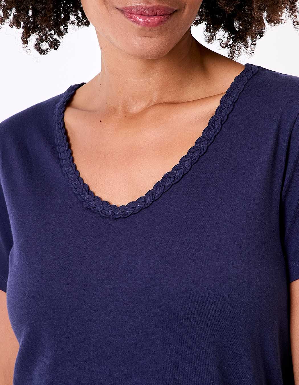 T-shirt coton bio col tressé imprimé La Fiancée
