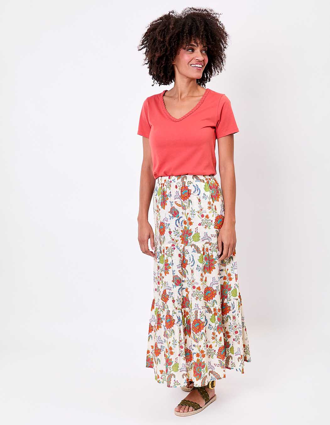 T-shirt coton bio col tressé imprimé La Fiancée