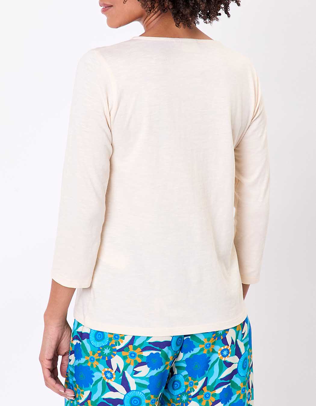 T-shirt uni manches 3/4 coton bio imprimé La Fiancée