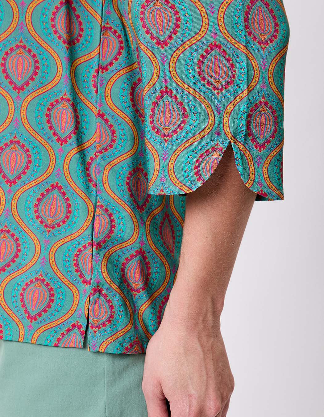 Blouse fluide col tunisien imprimé La Fiancée