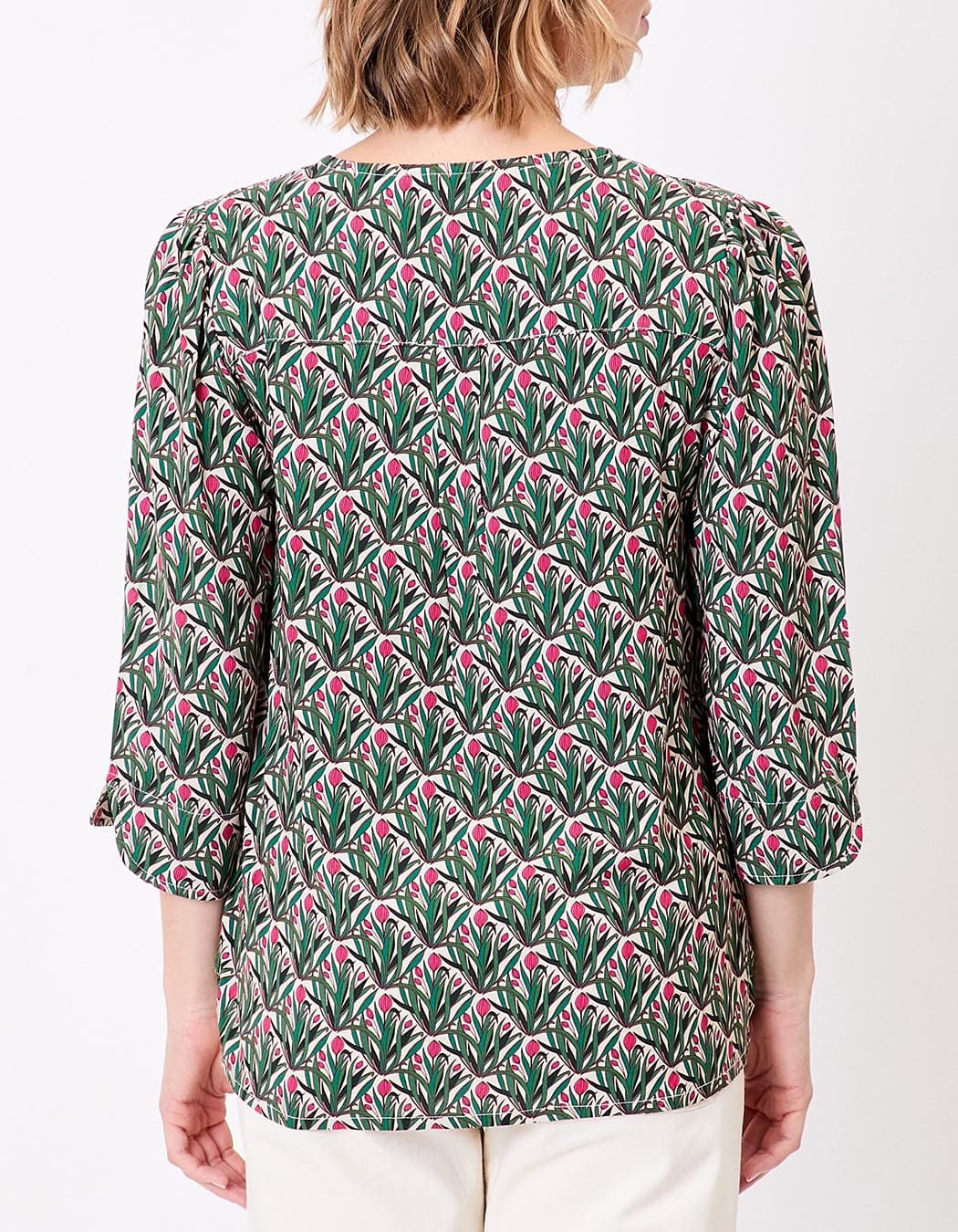 Blouse fluide col tunisien imprim&eacute; La Fianc&eacute;e
