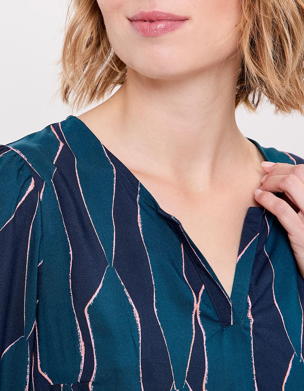Blouse fluide col tunisien imprimé La Fiancée