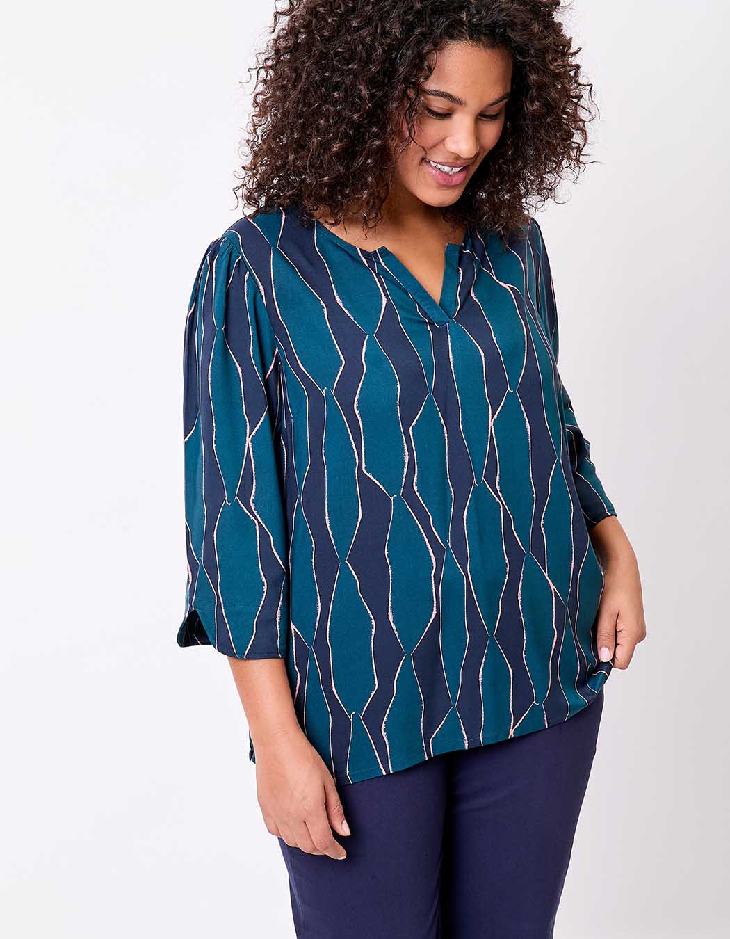 Blouse fluide col tunisien imprimé La Fiancée