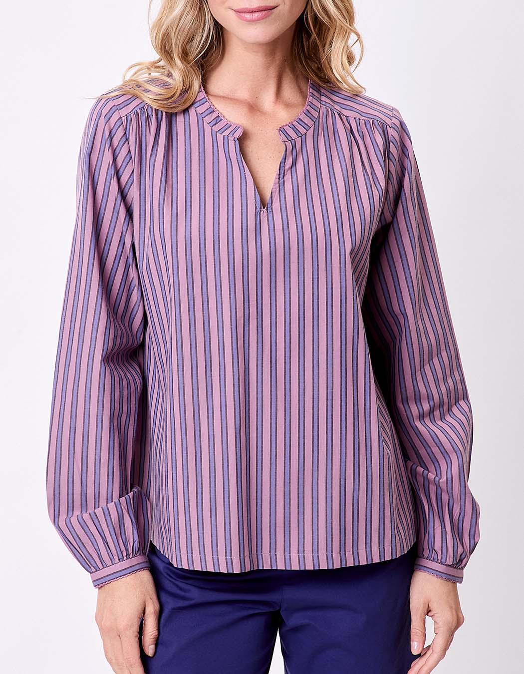 Blouse coton bio rayée manches longues imprimé La Fiancée