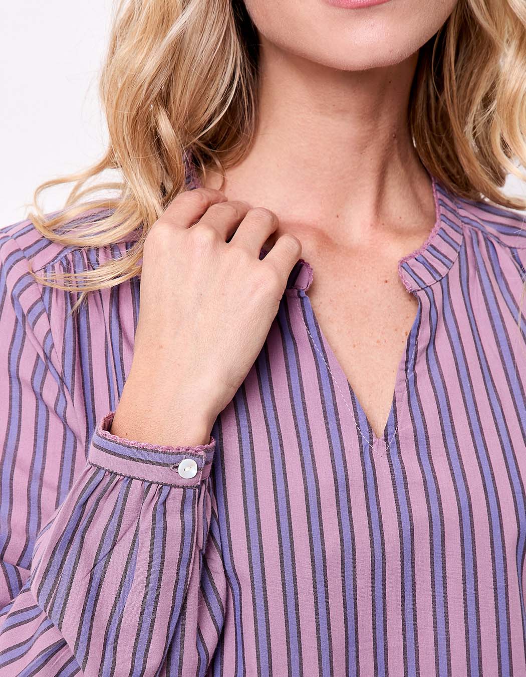 Blouse coton bio rayée manches longues imprimé La Fiancée