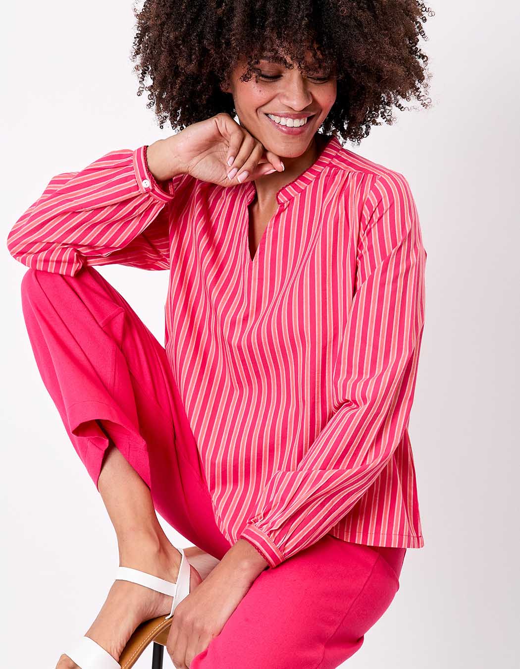 Blouse coton bio rayée manches longues imprimé La Fiancée