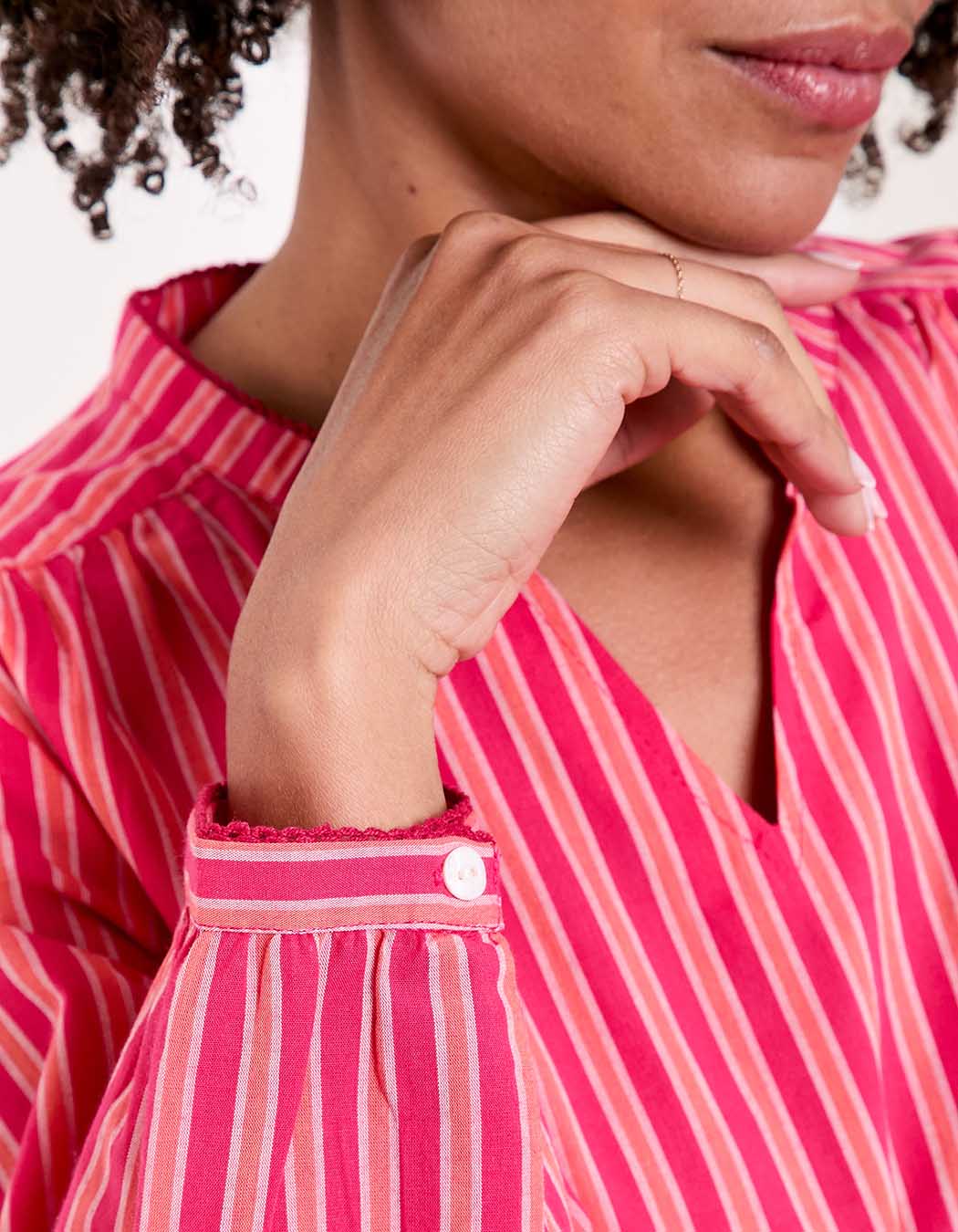 Blouse coton bio rayée manches longues imprimé La Fiancée