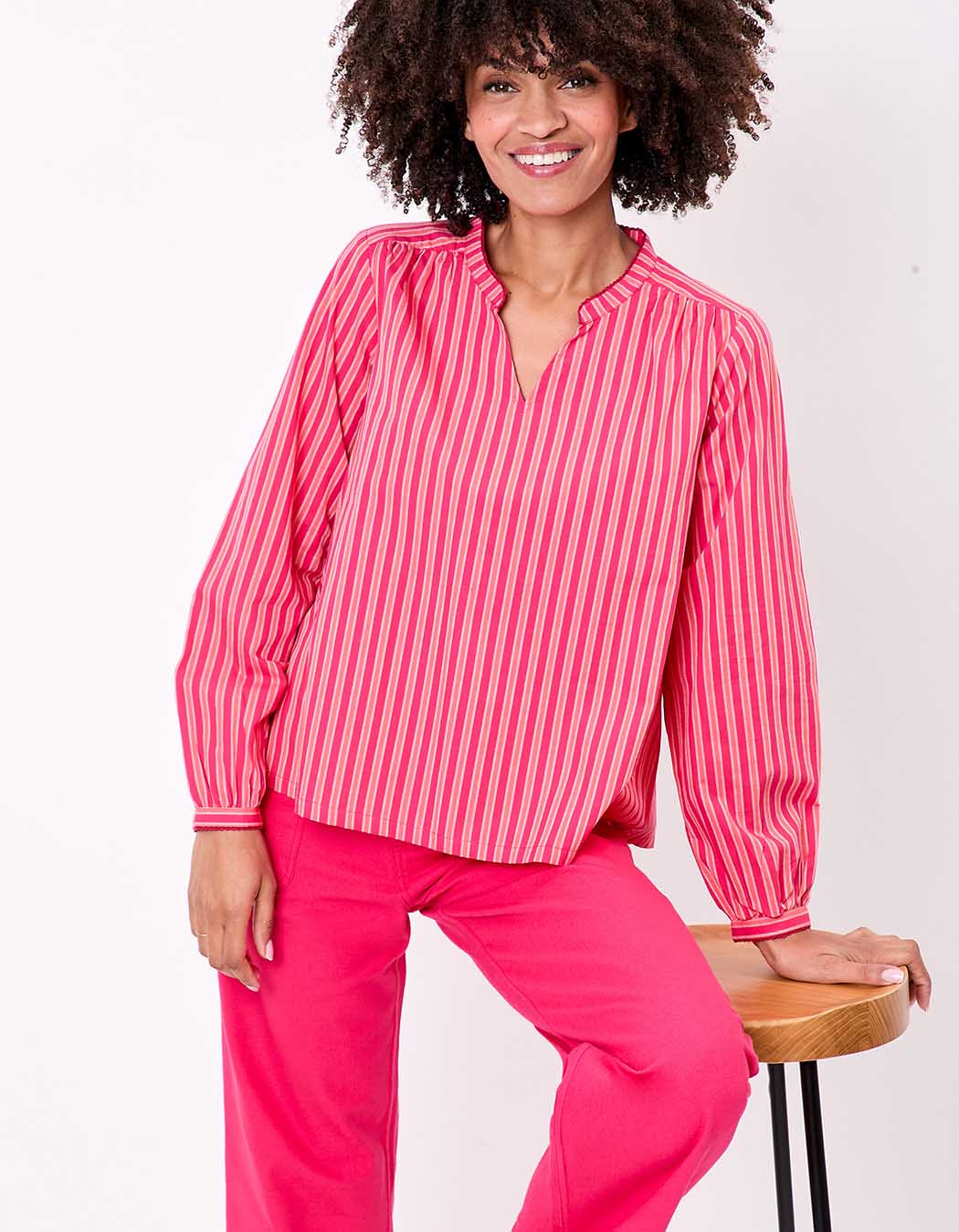 Blouse coton bio rayée manches longues imprimé La Fiancée