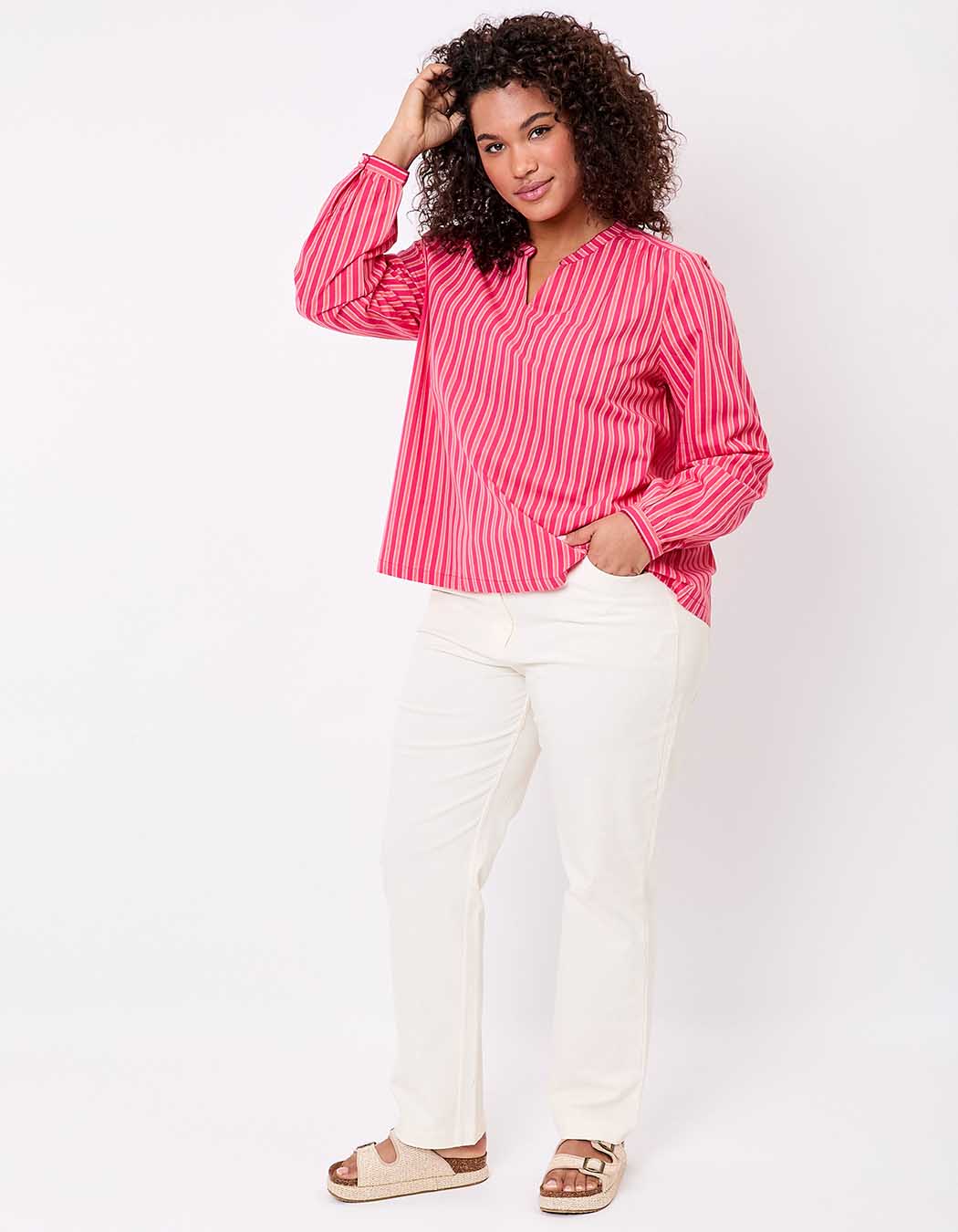 Blouse coton bio rayée manches longues imprimé La Fiancée