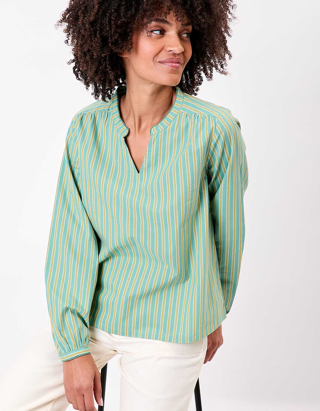 Blouse coton bio rayée manches longues imprimé La Fiancée