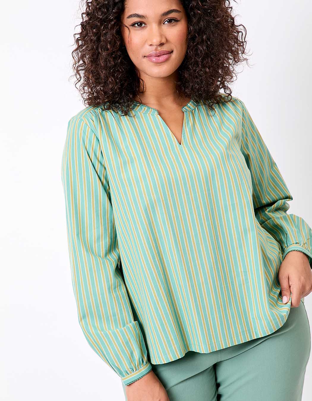 Blouse coton bio rayée manches longues imprimé La Fiancée