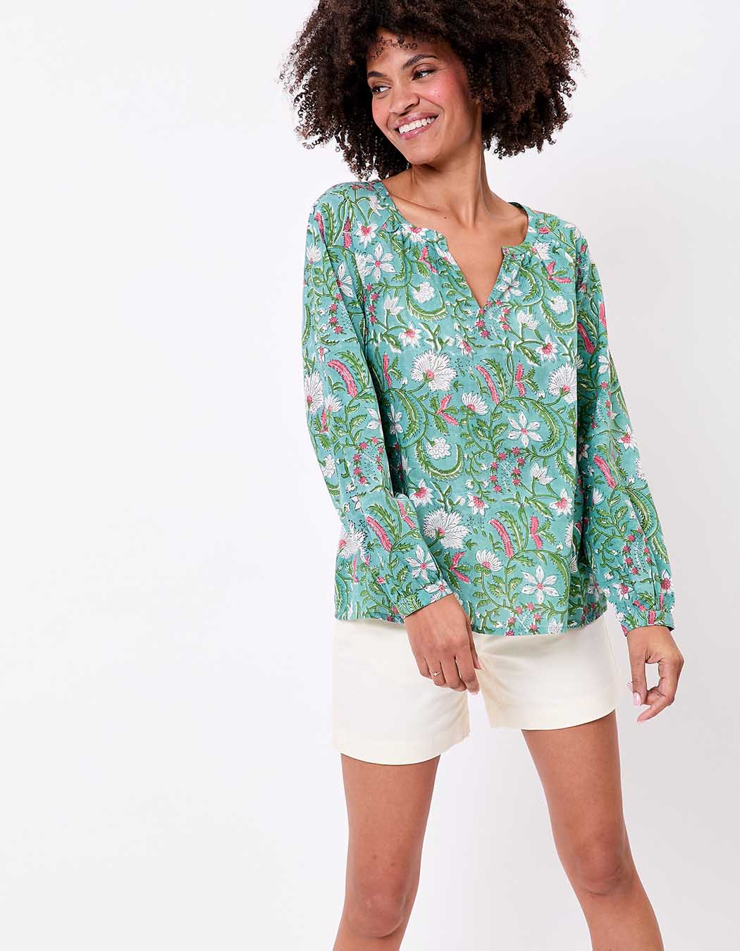 Blouse coton ample à manches longues imprimé La Fiancée